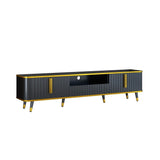 78.8" Luxury Minimalism TV Stand with Storage Shelves and Unique Gold Legs - White/Black