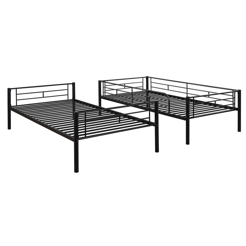 78" Classic Dormitory Double Bed Metal Bunk Bed, Simple Style