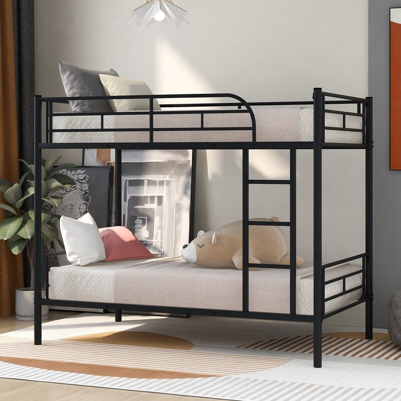 78" Classic Dormitory Double Bed Metal Bunk Bed, Simple Style