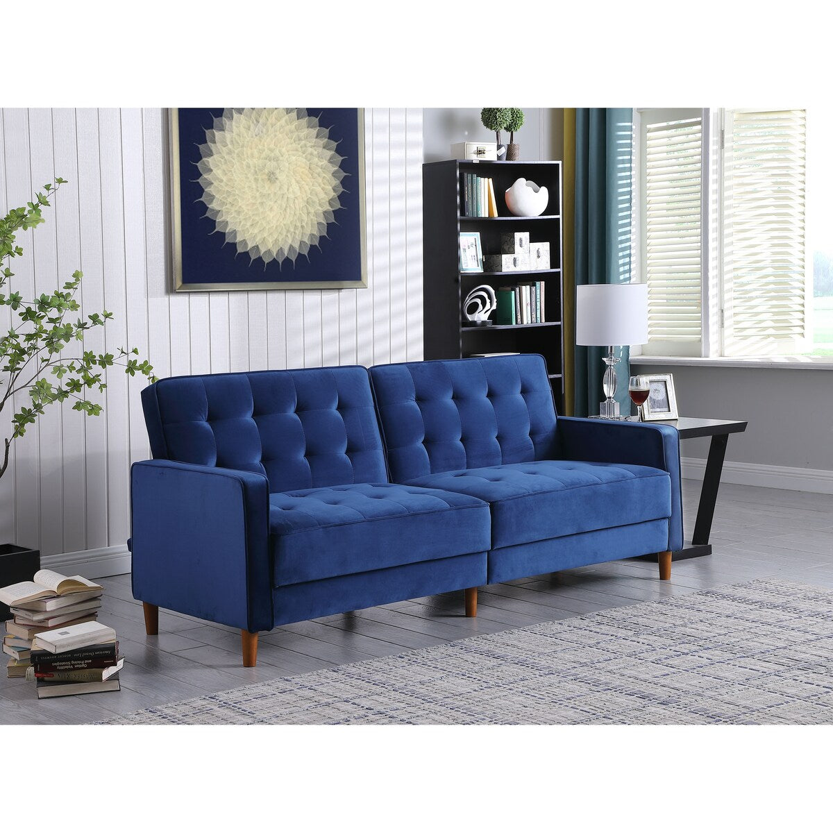 78" Loveseat Comfort Velvet Thickened Upholstered Convertible Sofa Bed with Adjustable Back