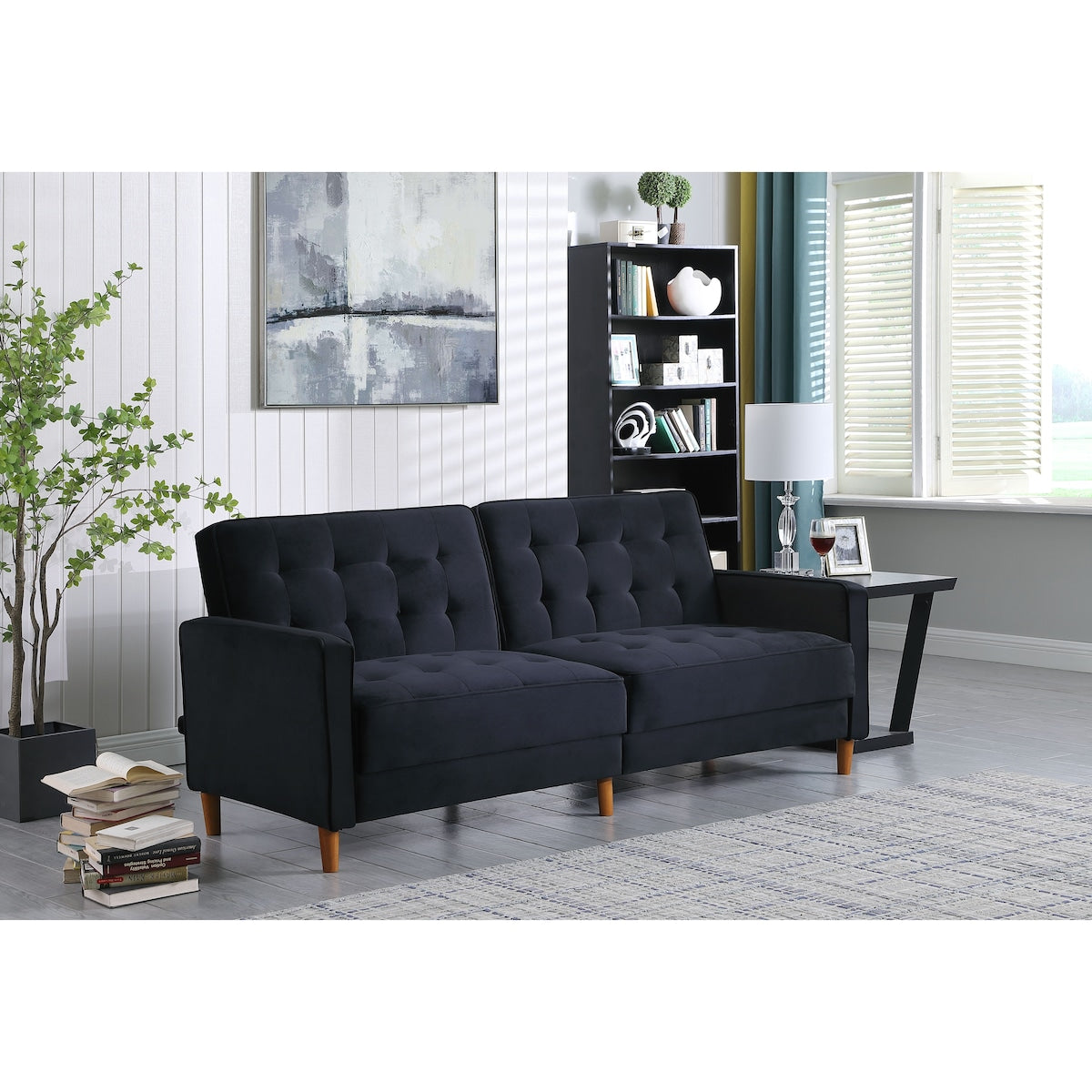 78" Loveseat Comfort Velvet Thickened Upholstered Convertible Sofa Bed with Adjustable Back