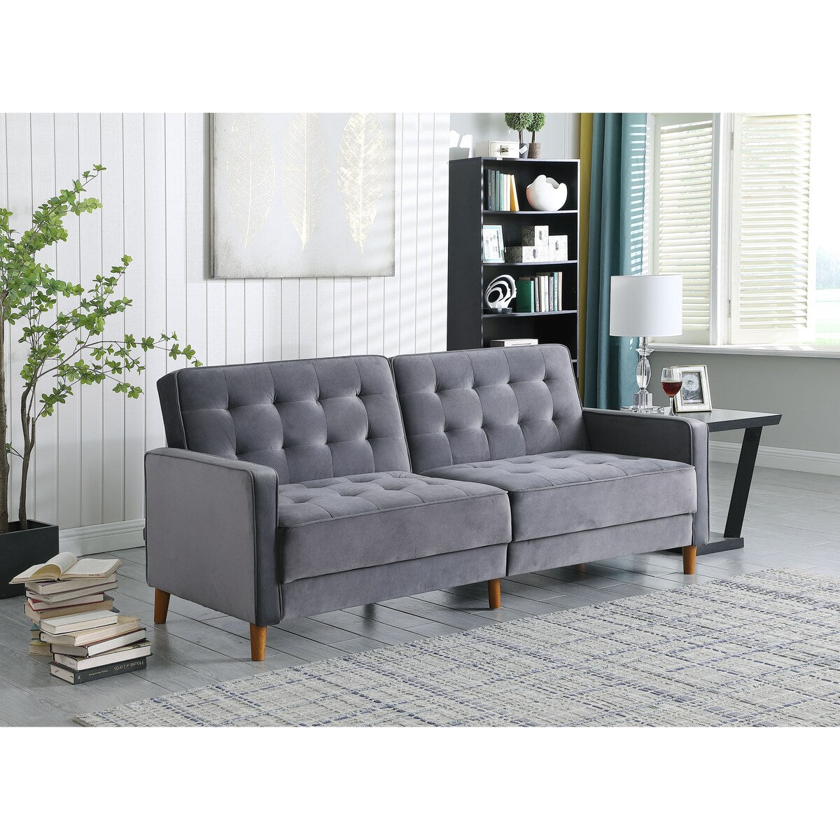 78" Loveseat Comfort Velvet Thickened Upholstered Convertible Sofa Bed with Adjustable Back