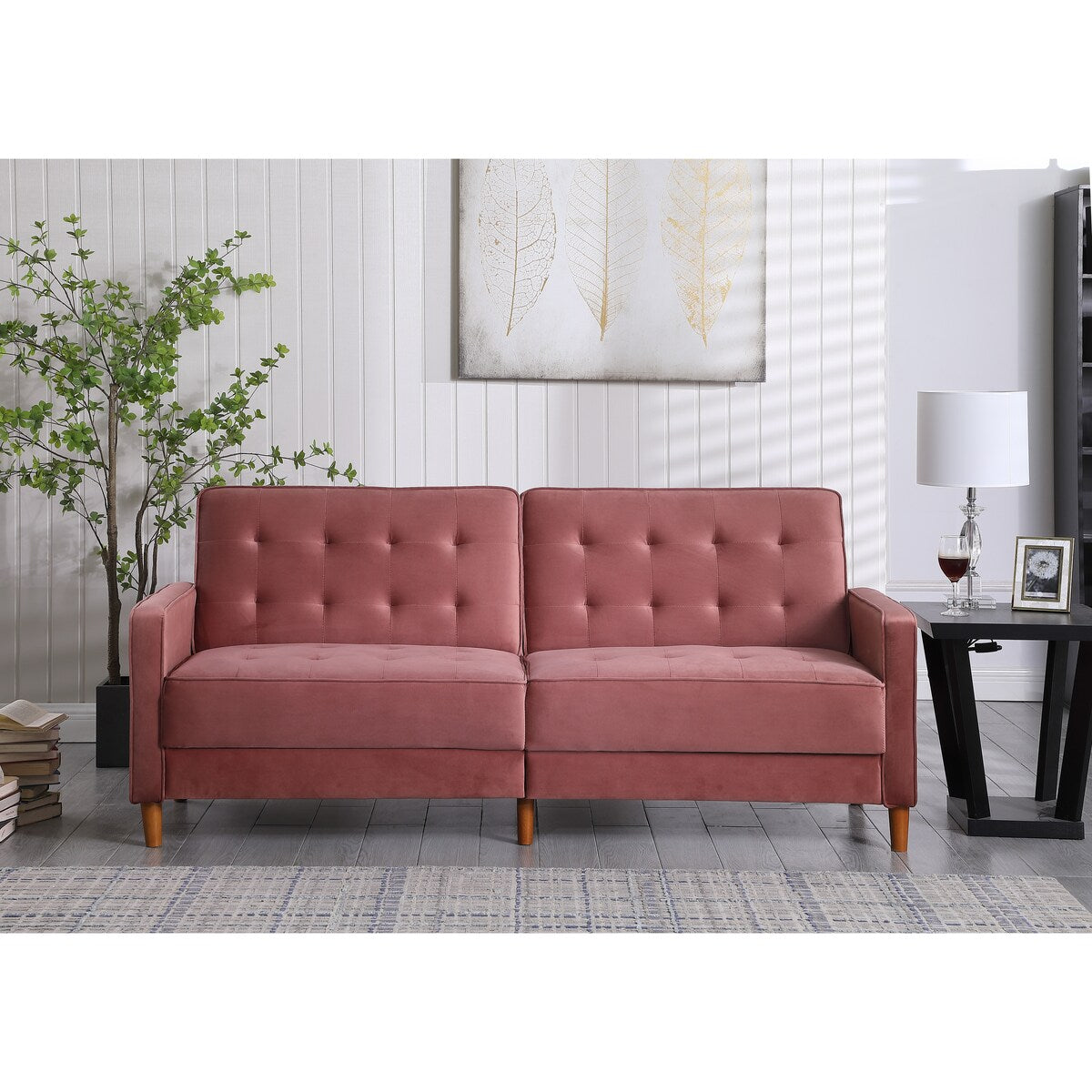 78" Loveseat Comfort Velvet Thickened Upholstered Convertible Sofa Bed with Adjustable Back