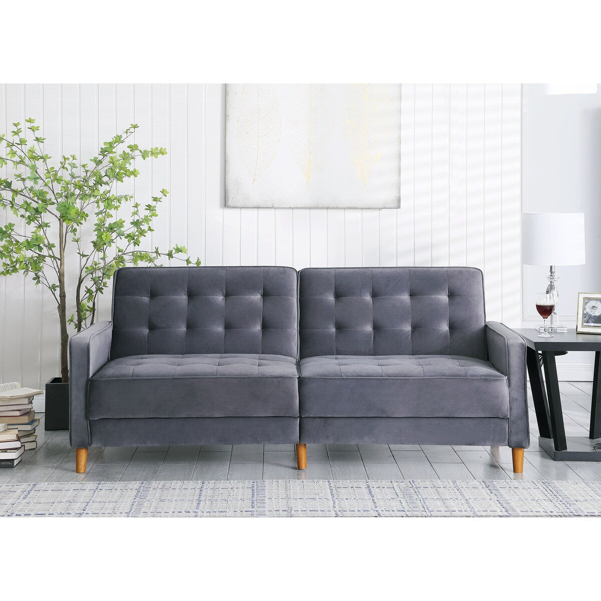 78" Loveseat Comfort Velvet Thickened Upholstered Convertible Sofa Bed with Adjustable Back