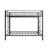 Heavy Duty Twin Bunk Beds with Shelf and Slatted Support, Black