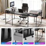 79 Inch Large Corner Office Desk with Monitor Stands