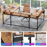79 Inch Large Corner Office Desk with Monitor Stands
