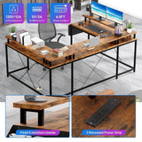 79 Inch Large Corner Office Desk with Monitor Stands