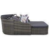 79.9" Outdoor Sunbed with Adjustable Canopy, Daybed With Pillows, Double lounge, PE Rattan Daybed, Gray Wicker and Blue Cushion