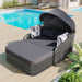 79.9" Outdoor Sunbed with Adjustable Canopy, Daybed With Pillows, PE Rattan Daybed, Wicker And Cushion
