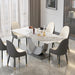 79" Marble Dining Table for 10, Modern Rectangle Kitchen Table with U Shape Pedestal Base