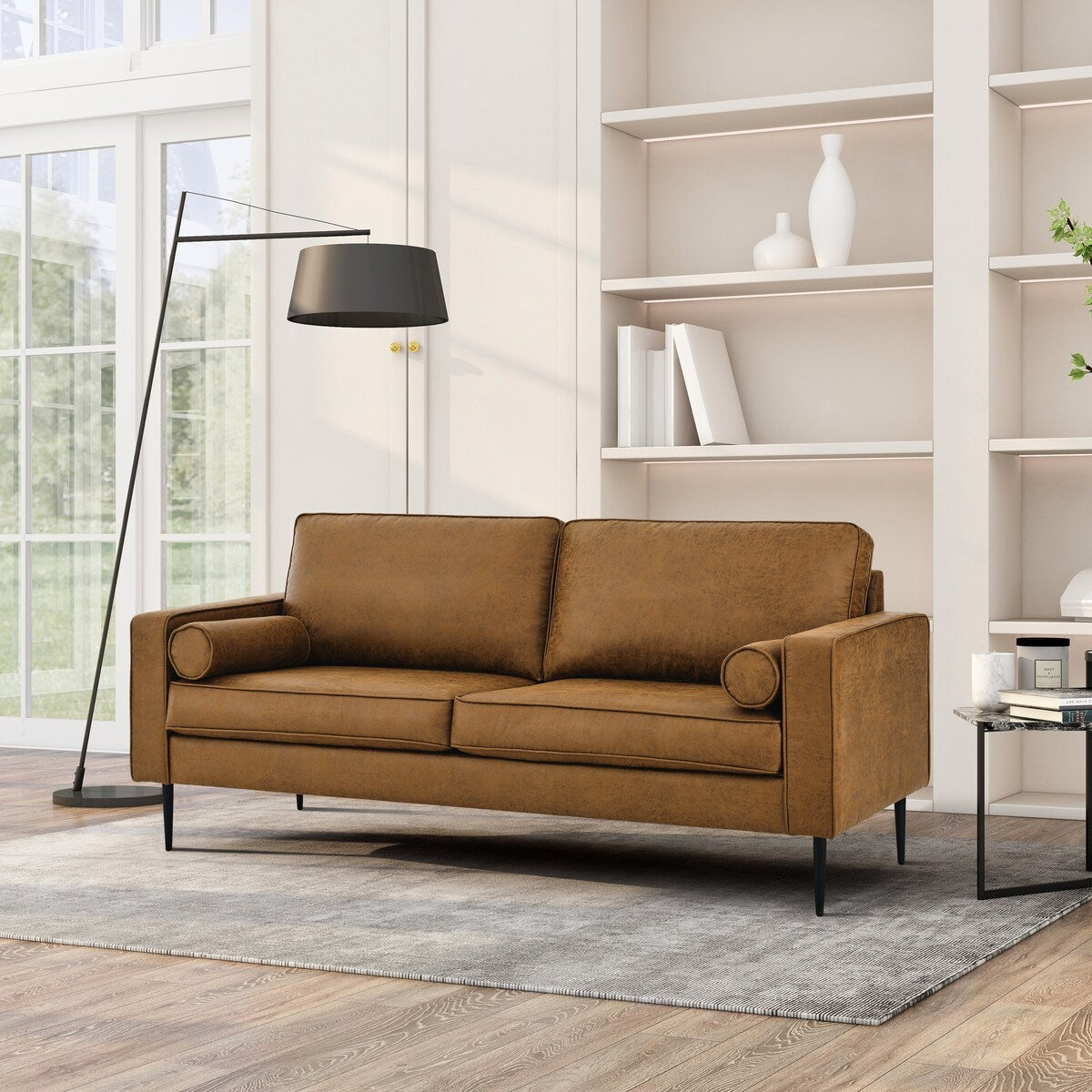 79"Mid-Century Modern Couch with high-tech Fabric Surface/ Upholstered