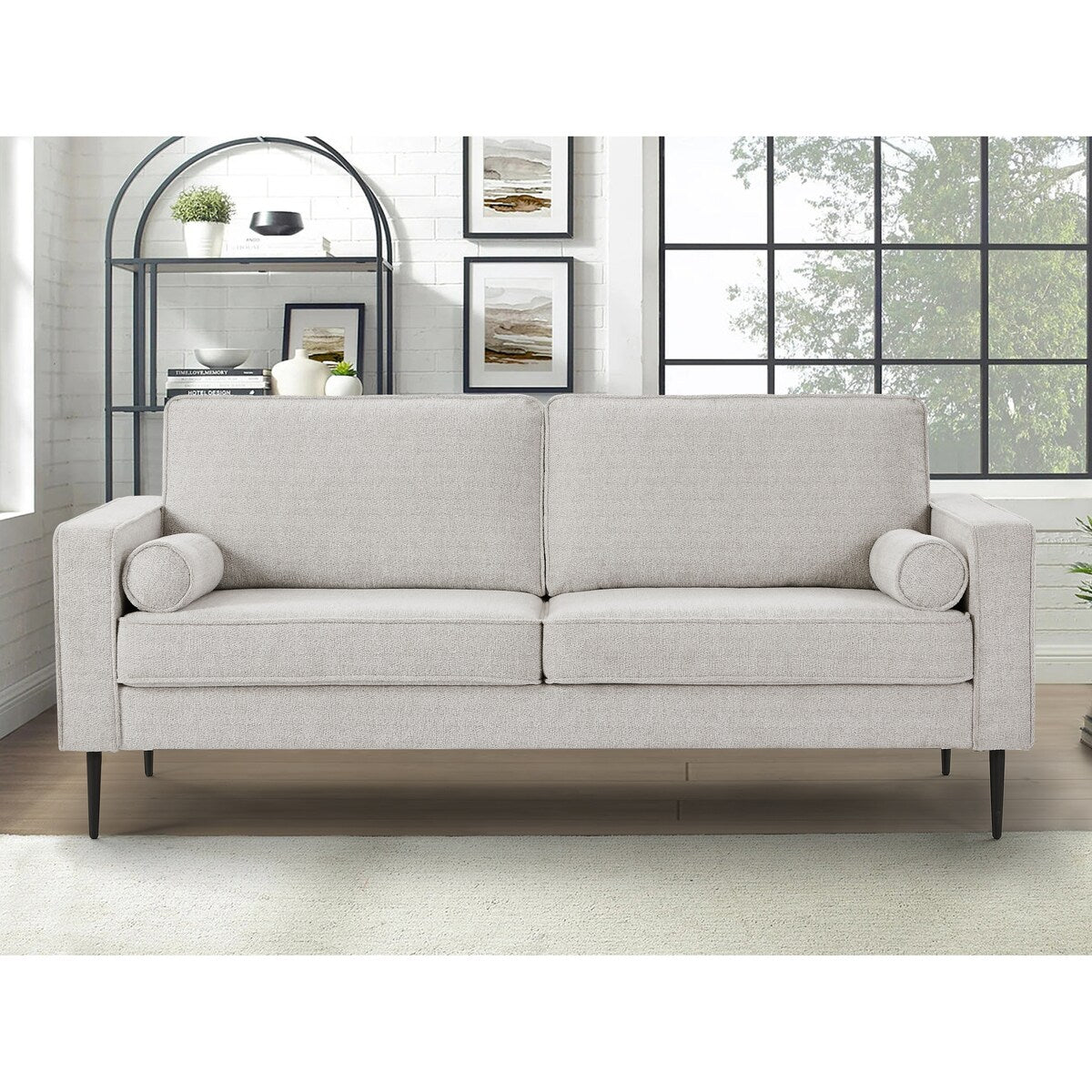 79"Mid-Century Modern Couch with high-tech Fabric Surface/ Upholstered Cushions/Pillows,Seat Sofas&Couches