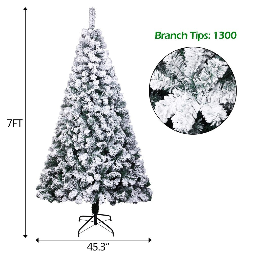 7FT Flocking Christmas Tree 1300 Branches