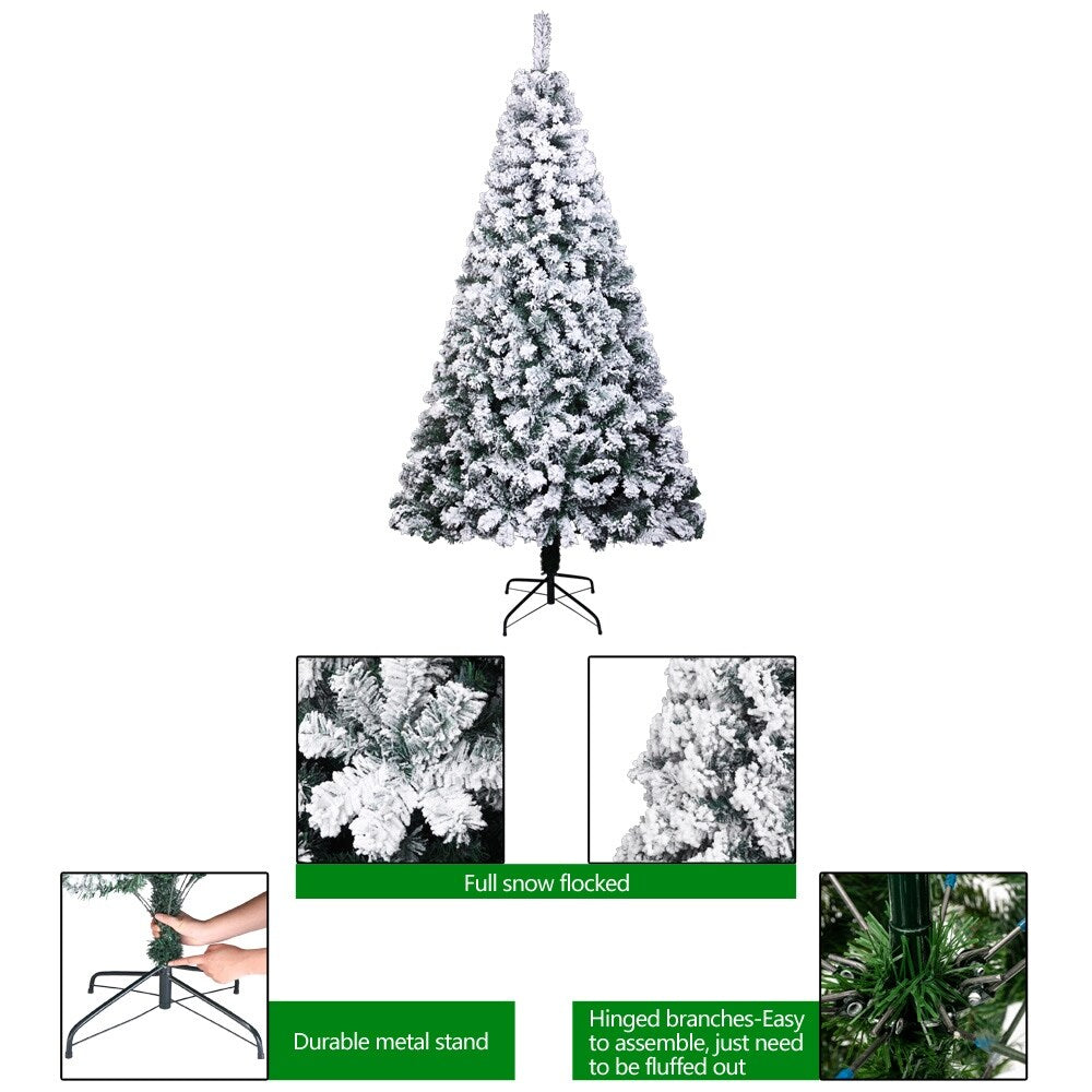 7FT Flocking Christmas Tree 1300 Branches