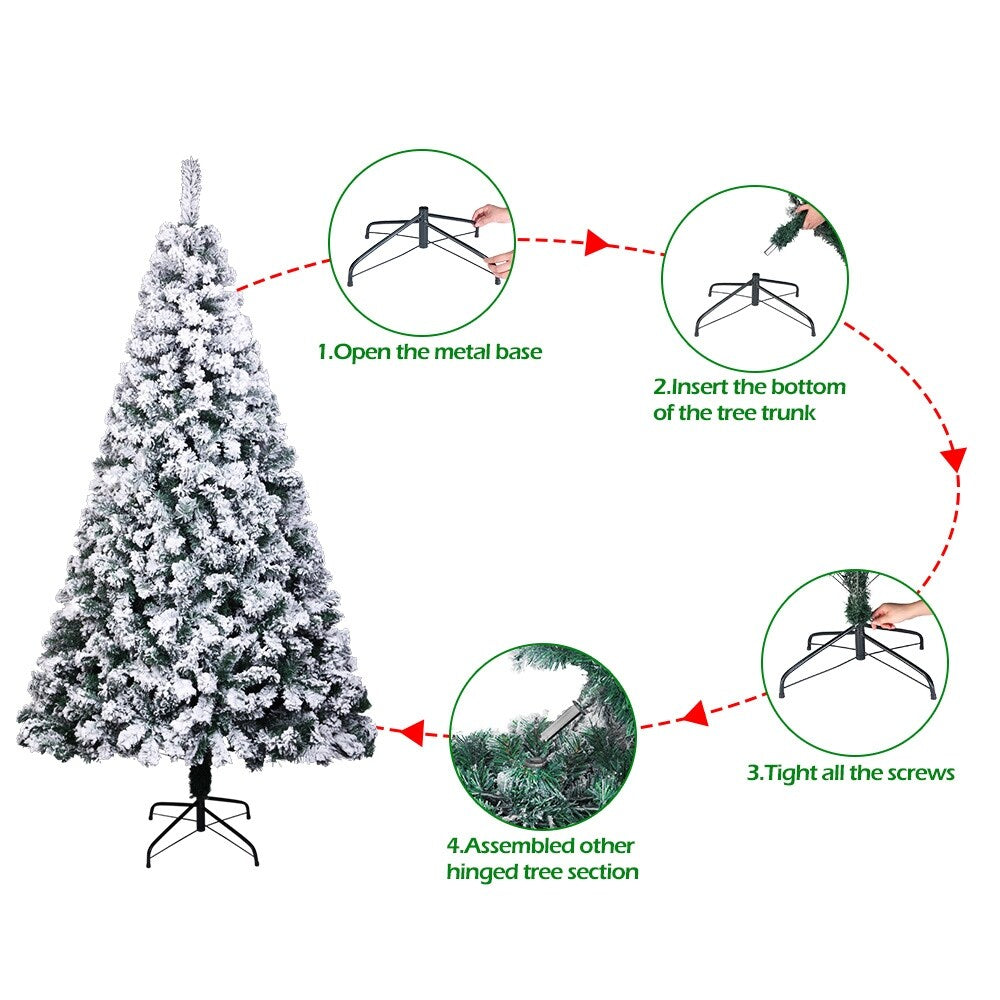 7FT Flocking Christmas Tree 1300 Branches