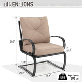 MAISON ARTS 7PCS Outdoor Patio Dining Set, 6 C-spring Chairs & 1 Rectangular Metal Table with Umbrella