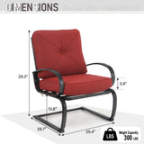 MAISON ARTS 7PCS Outdoor Patio Dining Set, 6 C-spring Chairs & 1 Rectangular Metal Table with Umbrella