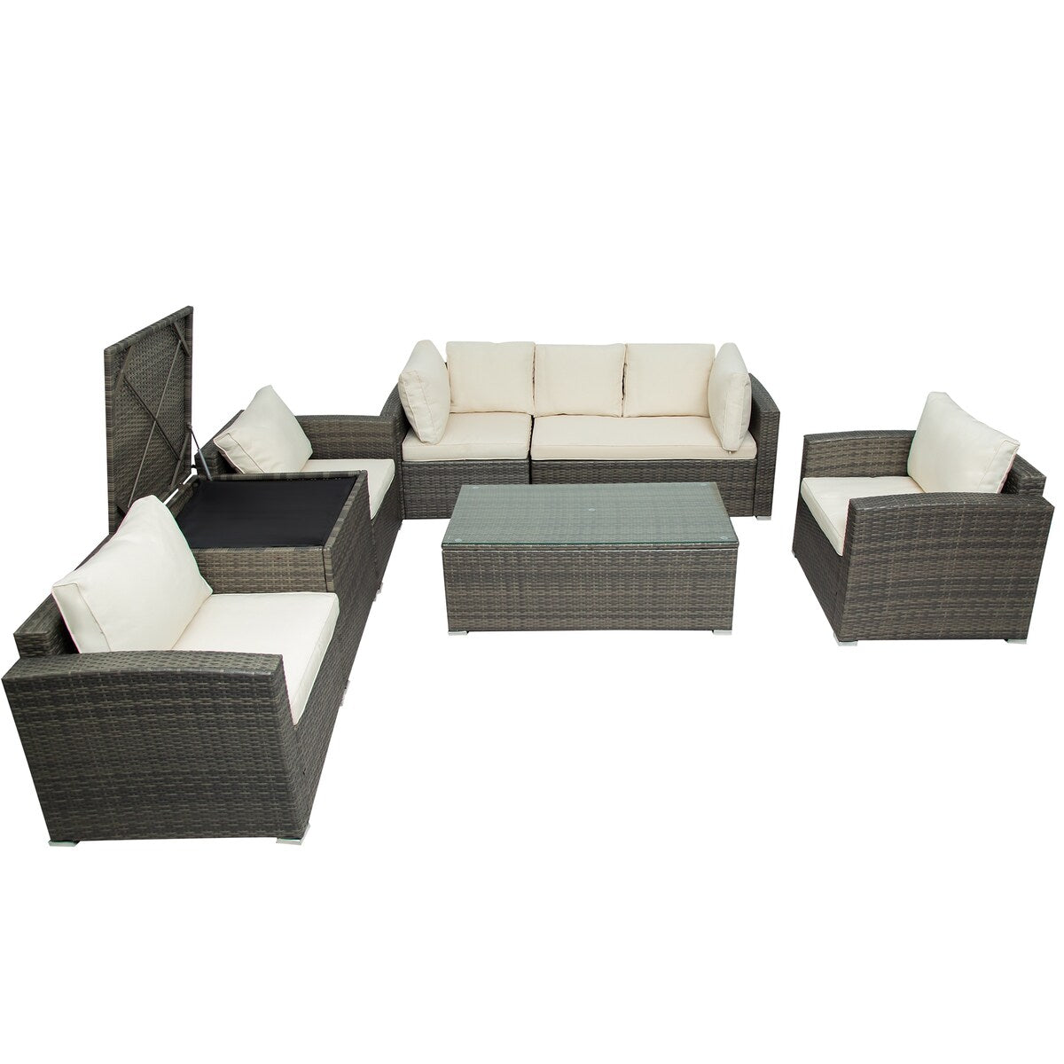 7PCS Patio Furniture Wicker Sofa Sets