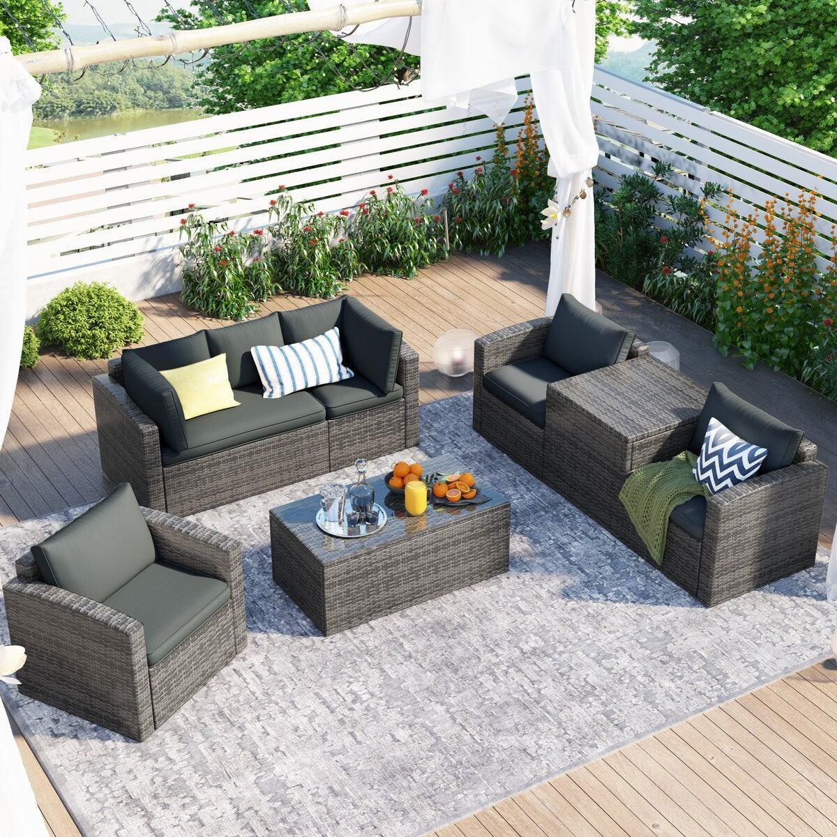 7PCS Patio Furniture Wicker Sofa Sets