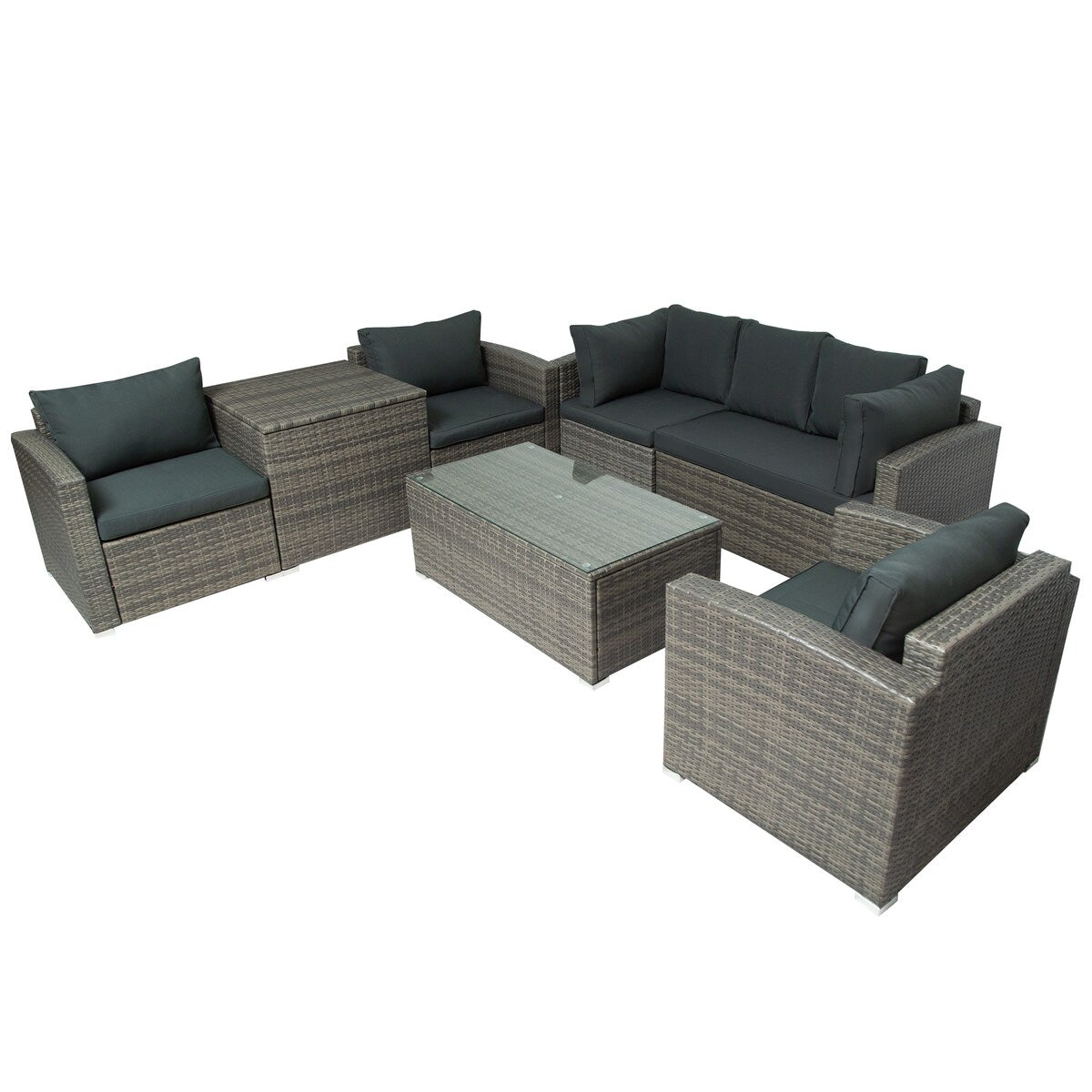7PCS Patio Furniture Wicker Sofa Sets