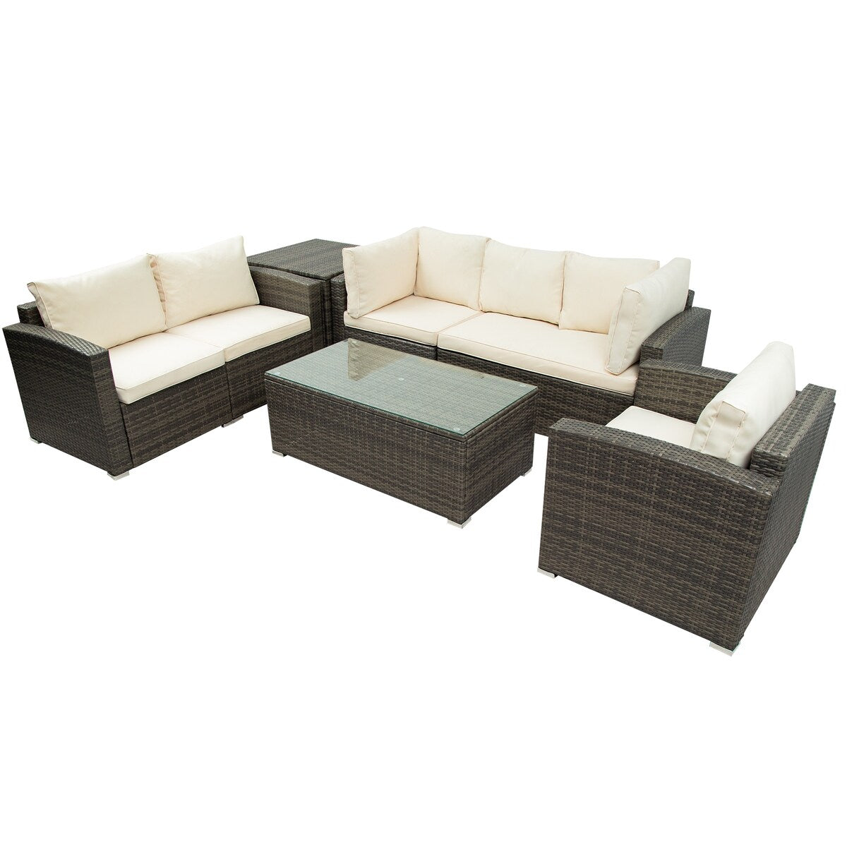 7PCS Patio Furniture Wicker Sofa Sets
