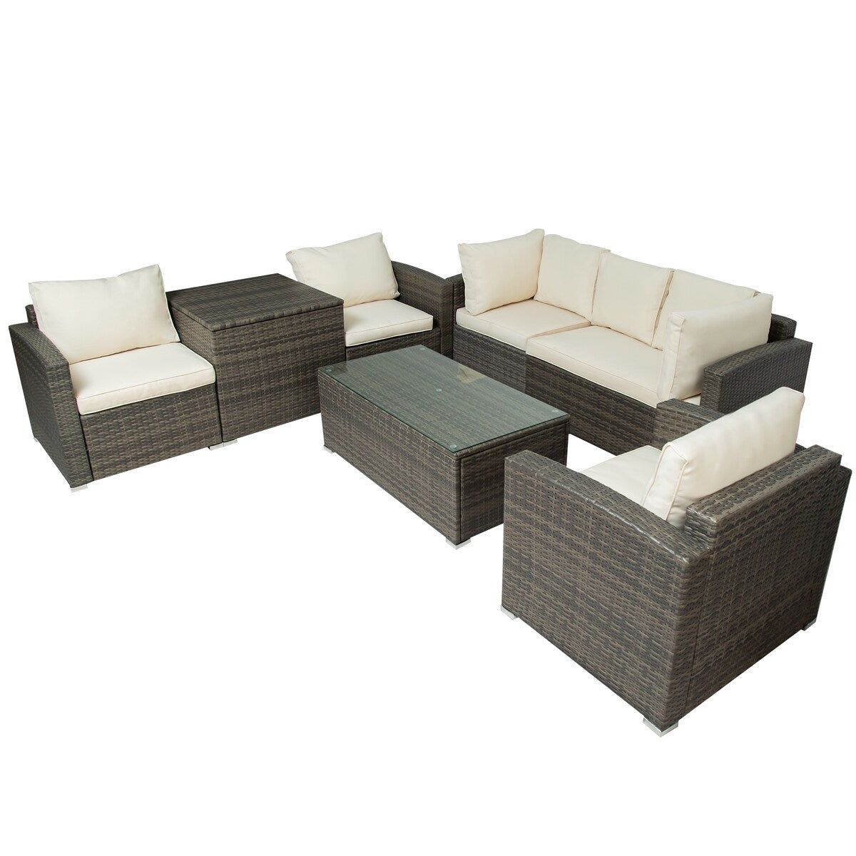 7PCS Patio Furniture Wicker Sofa Sets