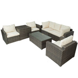 7PCS Patio Furniture Wicker Sofa Sets