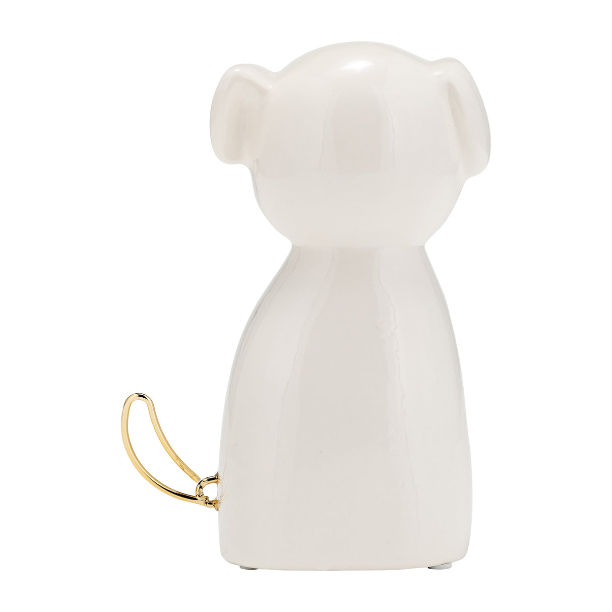 7" Ceramic Puppy with Glasses Figurine Contemporary White and Gold Dog Sculpture for Home or Office Table Decor Accent