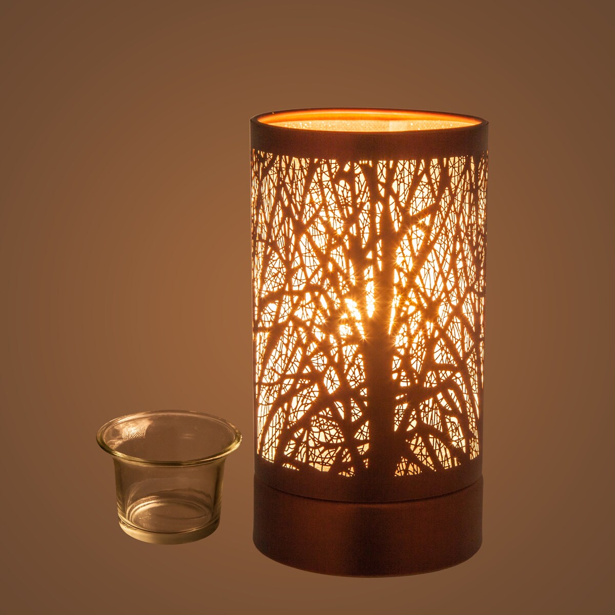 7" Touch lamp/Oil burner/Wax warmer - Copper/ Rusty Forest - 3.75*3.75*7