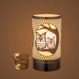 7" Touch lamp/Oil burner/Wax warmer - Silver Loving Owls - 3.75*3.75*7