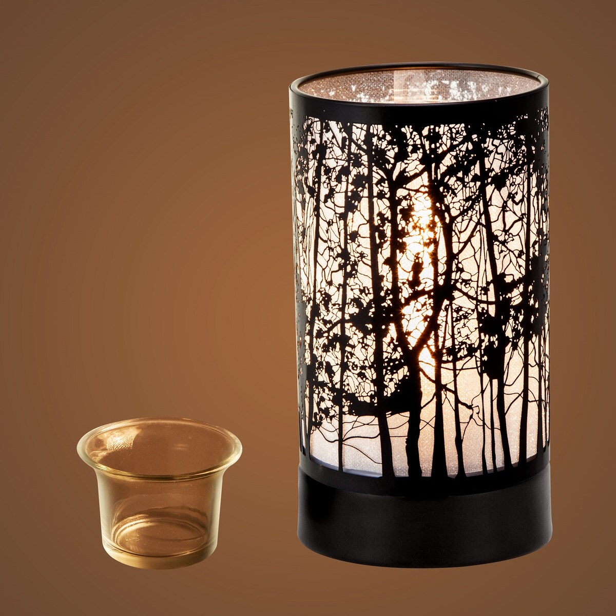 7" Touch lamp/Oil burner/Wax warmer-Black Morning Trees - 3.75*3.75*7