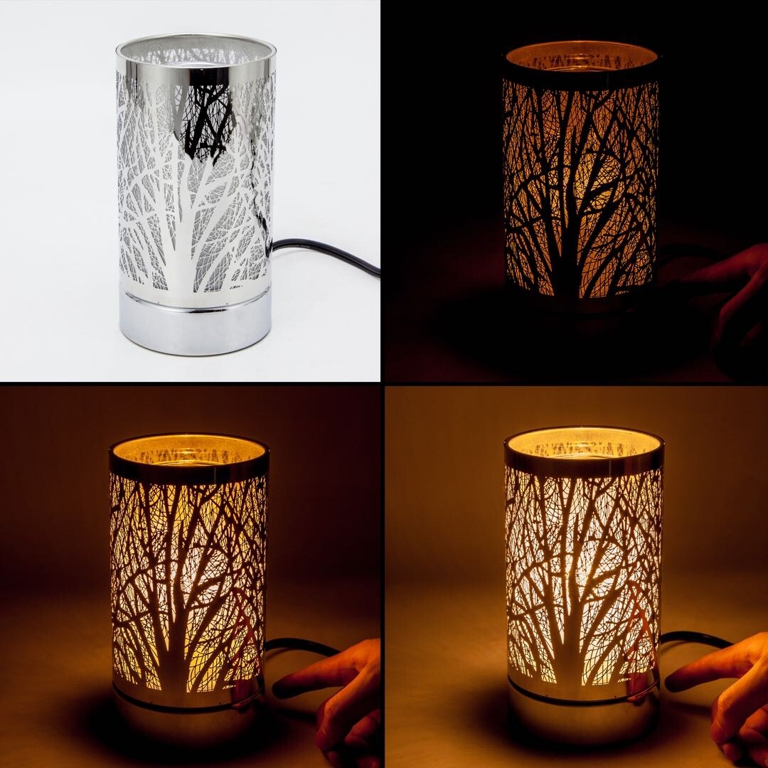 7" Touch lamp/Oil burner/Wax warmer-Black Morning Trees - 3.75*3.75*7