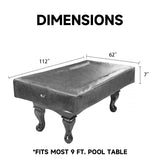 GSE™ 7ft/8ft/9ft Heavy Duty PU Leatherette Billiard Pool Table Cover - Grey