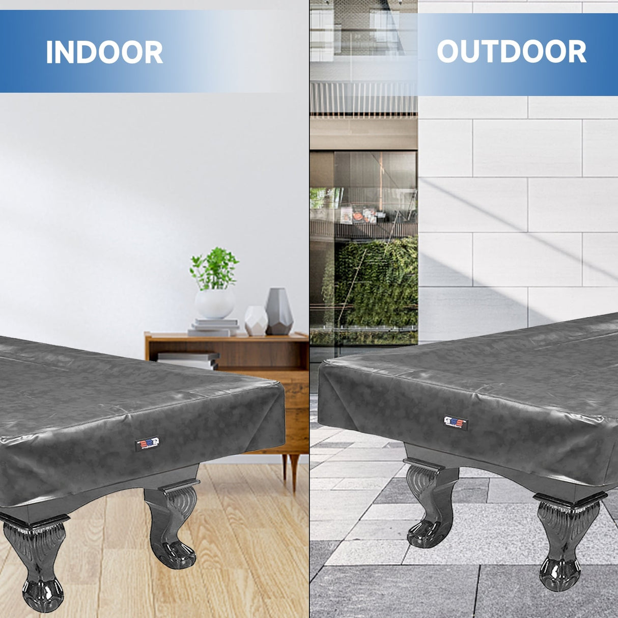 GSE™ 7ft/8ft/9ft Heavy Duty PU Leatherette Billiard Pool Table Cover - Grey