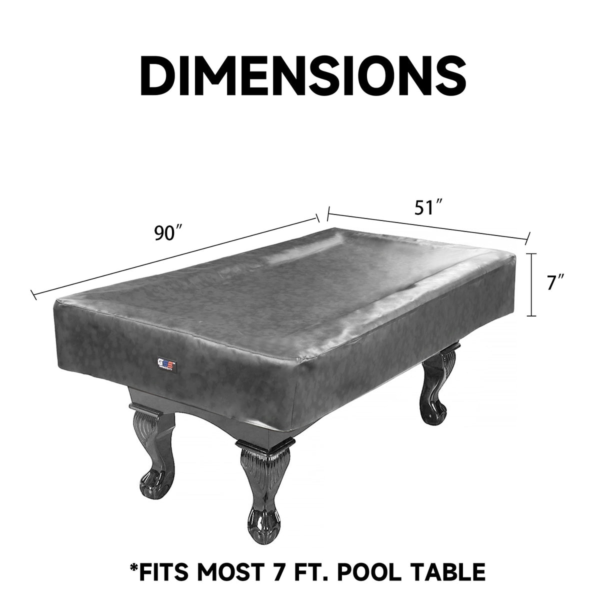 GSE™ 7ft/8ft/9ft Heavy Duty PU Leatherette Billiard Pool Table Cover - Grey