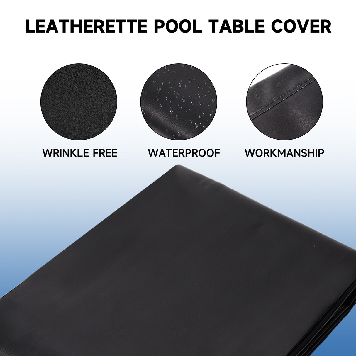 GSE™ 7ft/8ft/9ft Heavy Duty PU Leatherette Billiard Pool Table Cover - Black