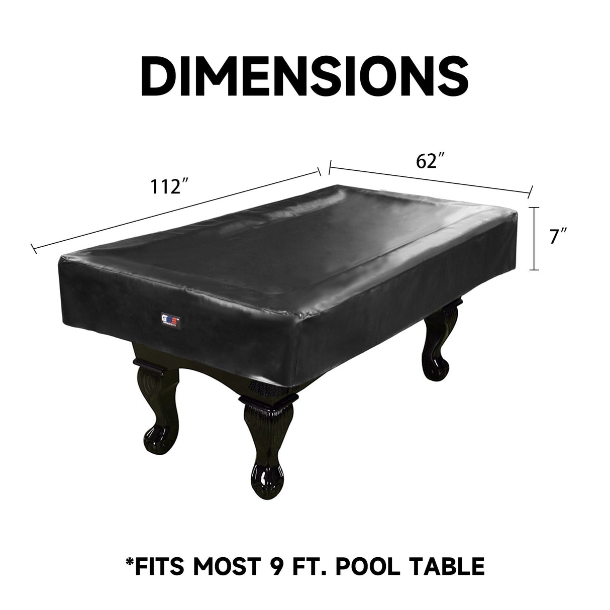 GSE™ 7ft/8ft/9ft Heavy Duty PU Leatherette Billiard Pool Table Cover - Black