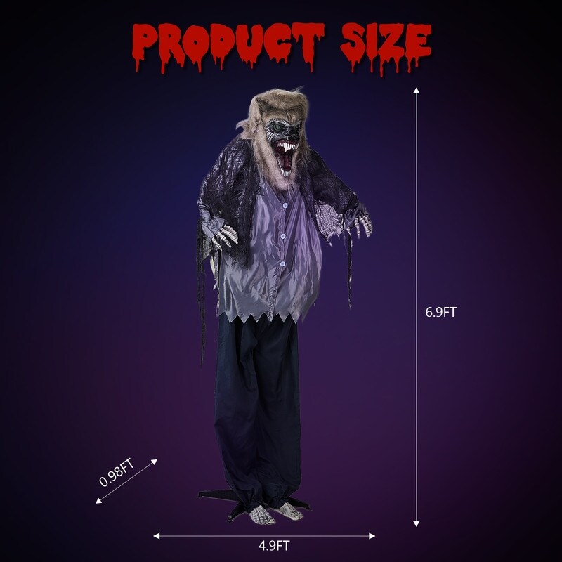 7ft Animatronic Werewolf Sound Activated Halloween Decor