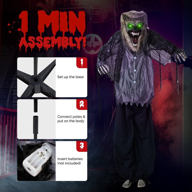 7ft Animatronic Werewolf Sound Activated Halloween Decor
