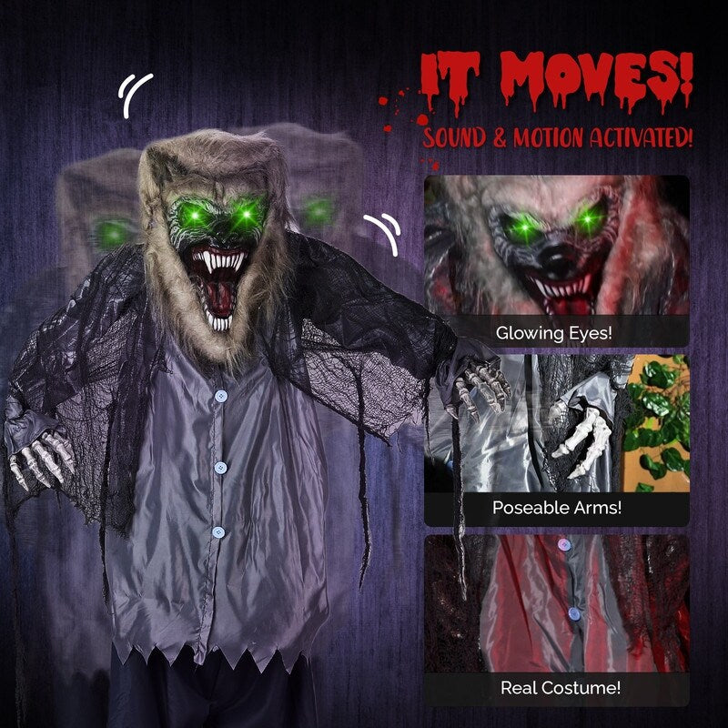 7ft Animatronic Werewolf Sound Activated Halloween Decor