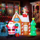 7ft Christmas Quick Air Blown Inflatable Decorations Gingerbread House with Santa Claus Blow Up Built-in LED - 79*40*84