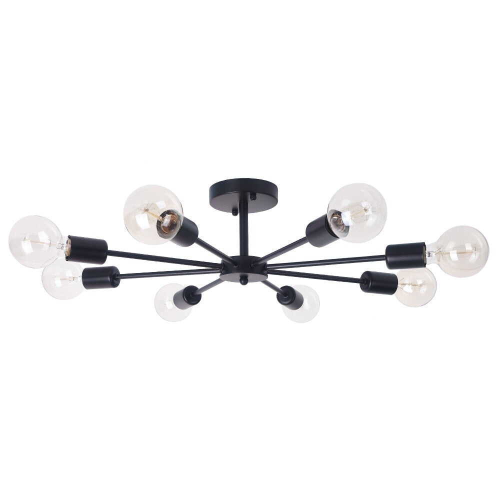 Black/ Gold Sputnik Semi Flush Mount Lamp Close to Ceiling Light Fixture for Living Room/ Kitchen/ Office/ Bedroom/ Foyer
