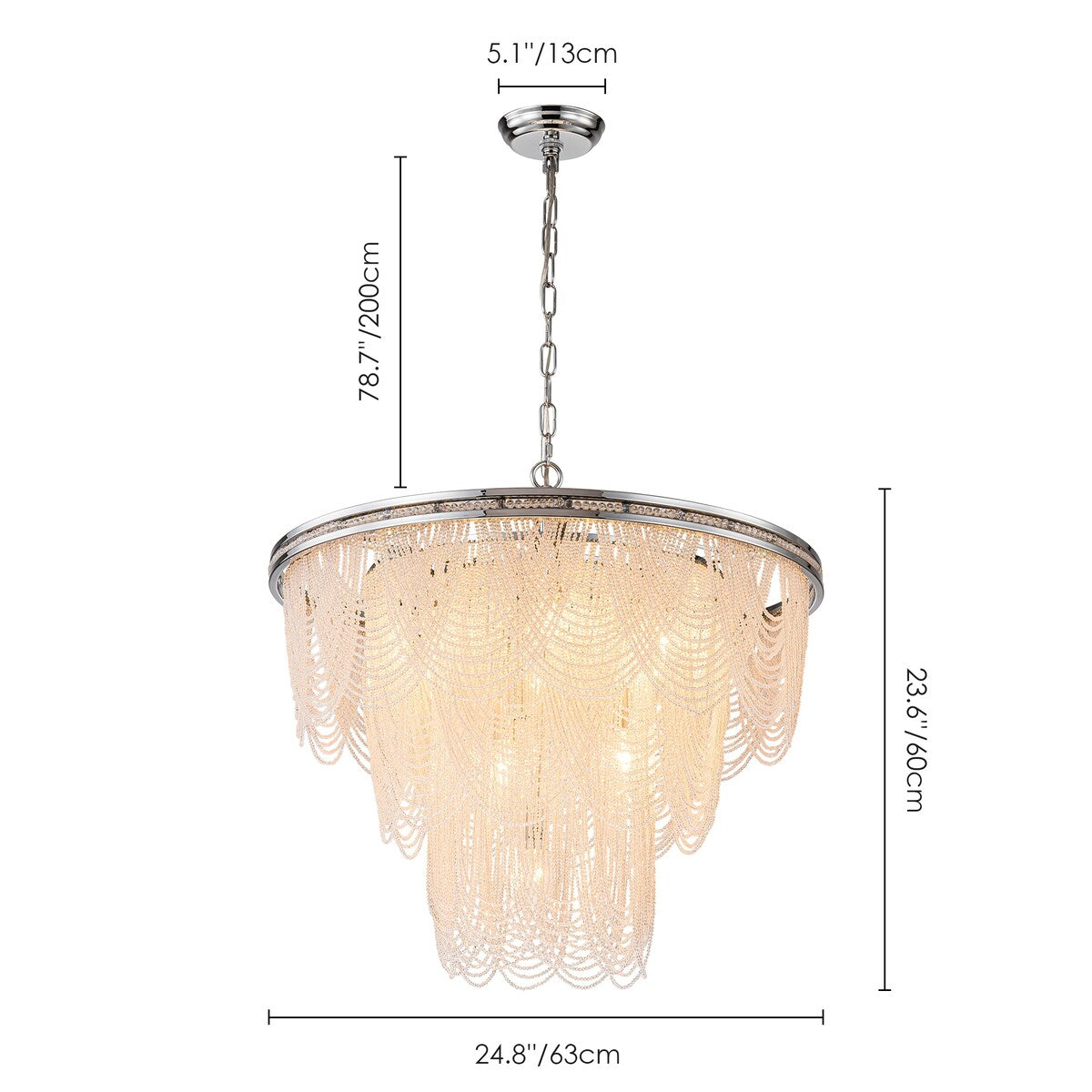 8/ 10-Light Modern Glam Large 3-Tiered Beaded Crystal Chandelier for Living Room