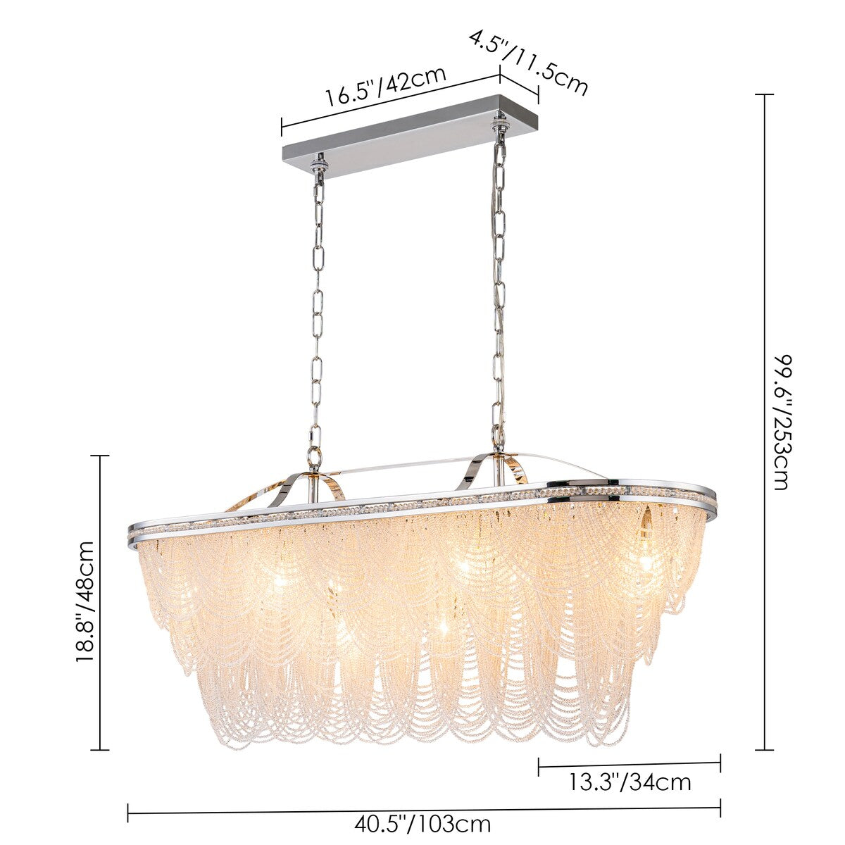 8/ 10-Light Modern Glam Large 3-Tiered Beaded Crystal Chandelier for Living Room