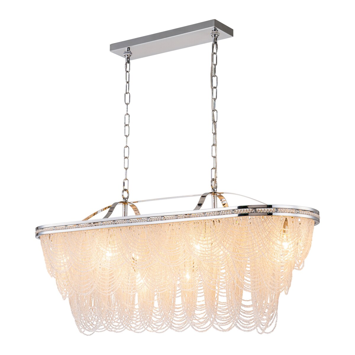 8/ 10-Light Modern Glam Large 3-Tiered Beaded Crystal Chandelier for Living Room