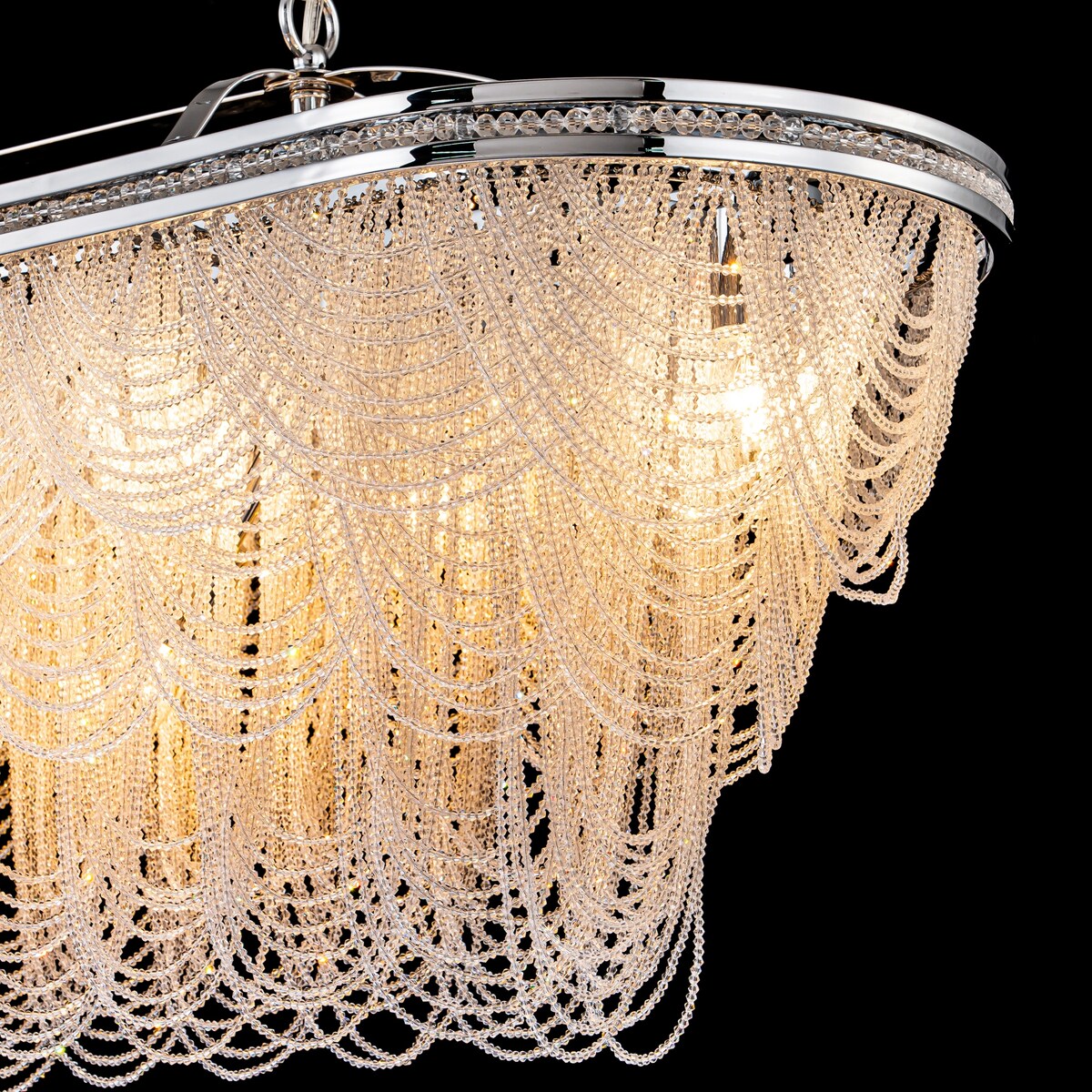 8/ 10-Light Modern Glam Large 3-Tiered Beaded Crystal Chandelier for Living Room