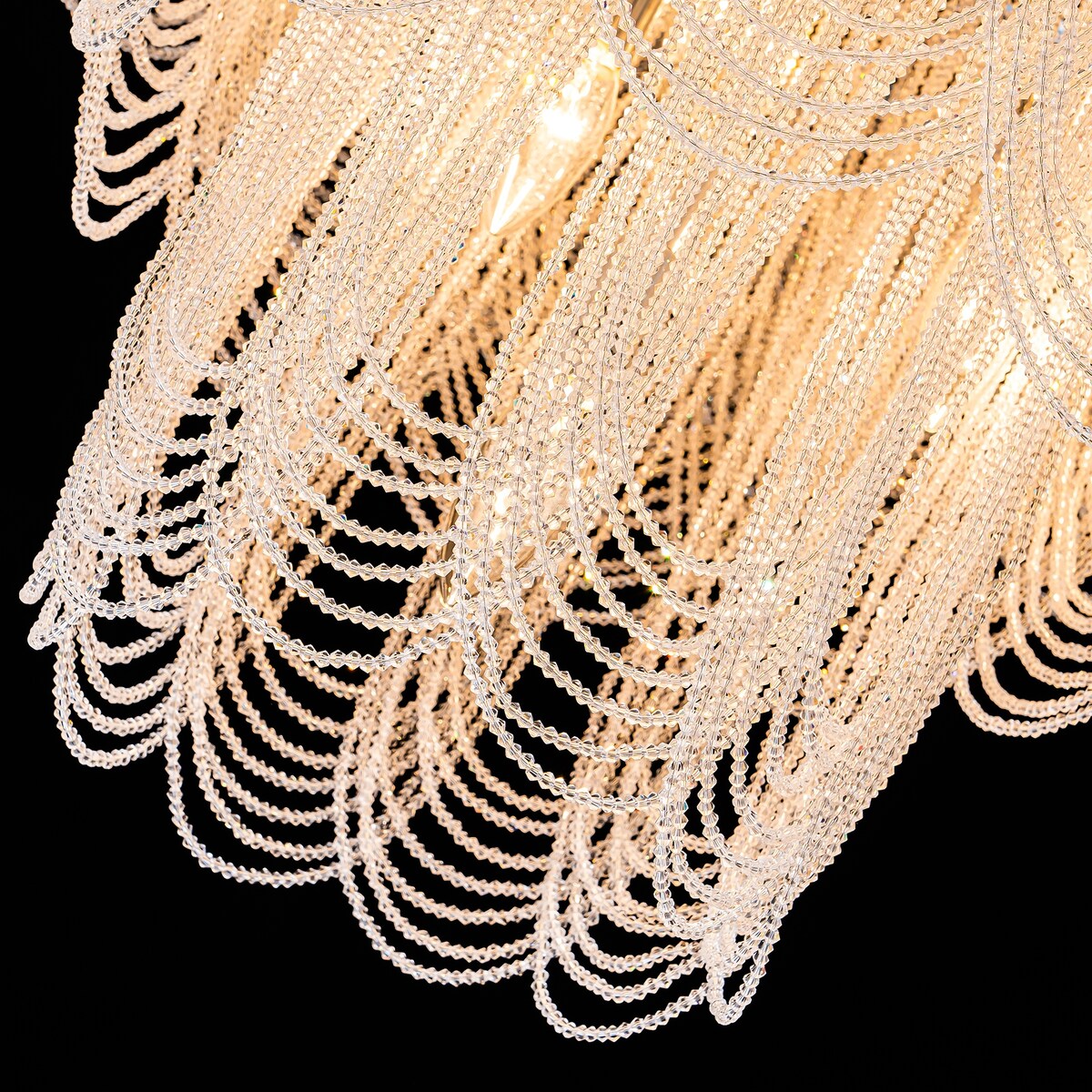 8/ 10-Light Modern Glam Large 3-Tiered Beaded Crystal Chandelier for Living Room