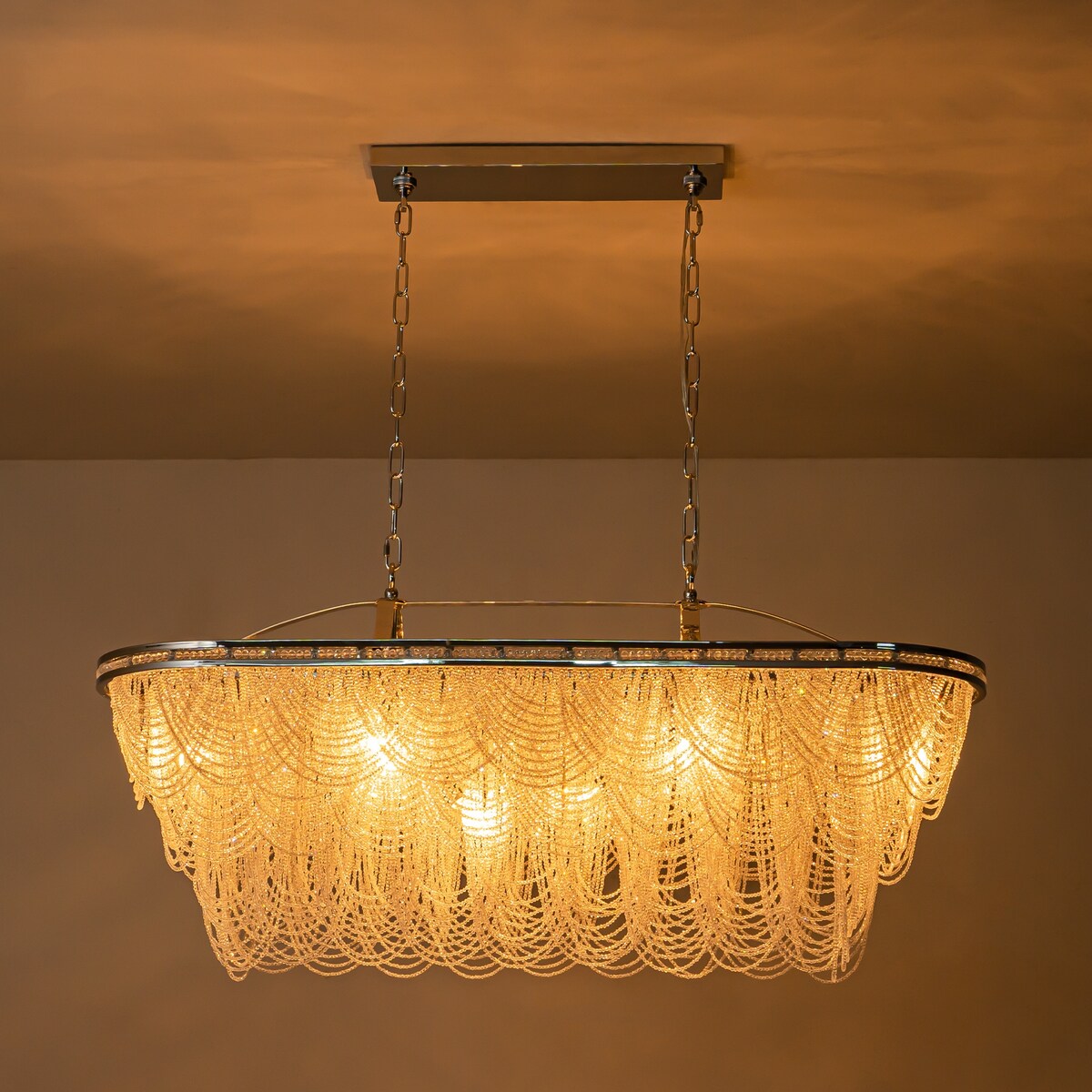 8/ 10-Light Modern Glam Large 3-Tiered Beaded Crystal Chandelier for Living Room