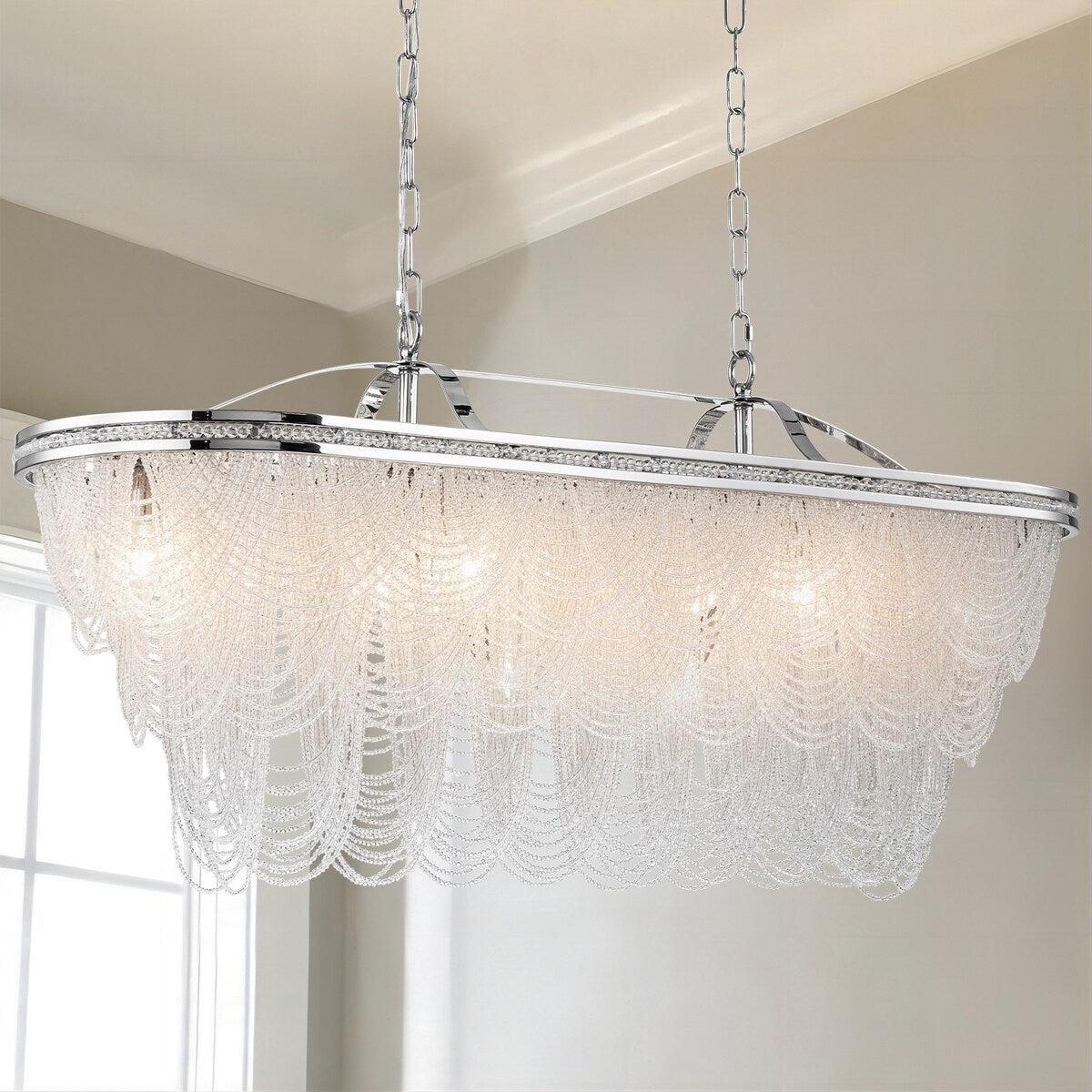 8/ 10-Light Modern Glam Large 3-Tiered Beaded Crystal Chandelier for Living Room